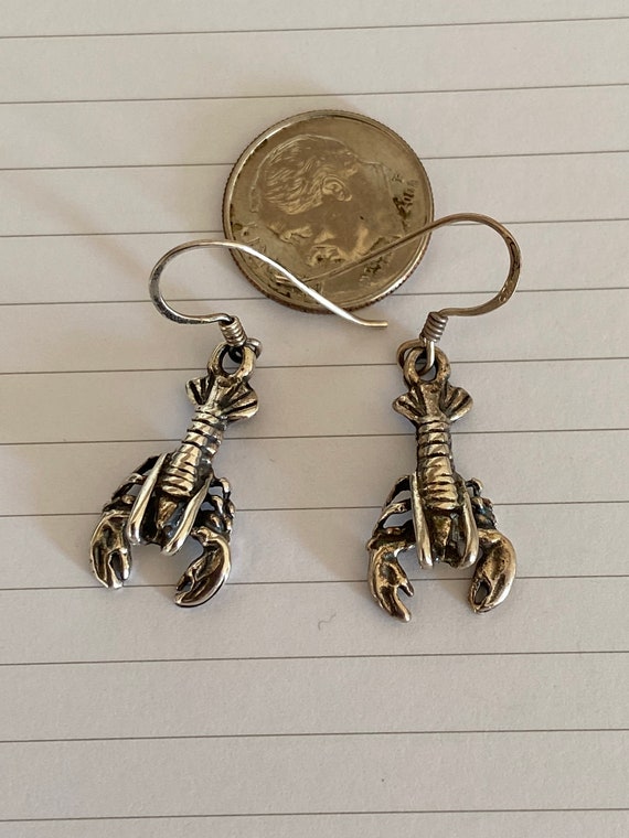 Lobster Sterling Silver Dangle Earrings