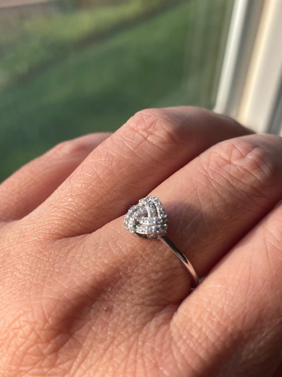 Trinity CZ Sterling Silver Ring, Interlocking fau… - image 2