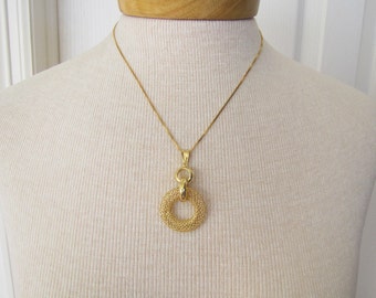 Italian Gold Vermeil Mesh Hoop Necklace, Sterling Silver Necklace