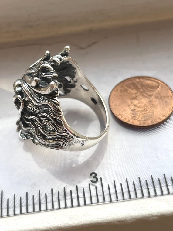 Solid sterling silver Dragon Ring, size 9 - image 7