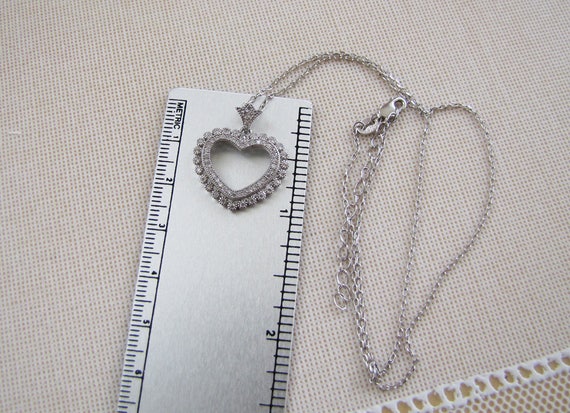 Sterling silver Open heart CZ pendant necklace - image 3