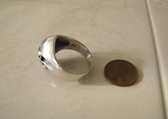 Solid Skull Solid Sterling Silver ring, size 9, G… - image 4