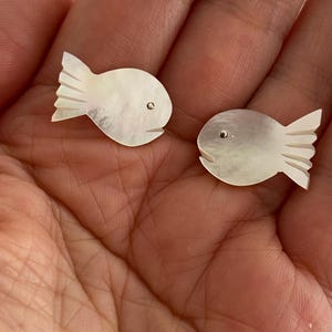 Mother of Pearl Fish Sterling Silver stud Earrings