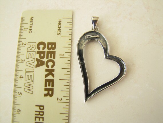 Marcasite Sterling Silver Abstract Open Heart Pen… - image 5