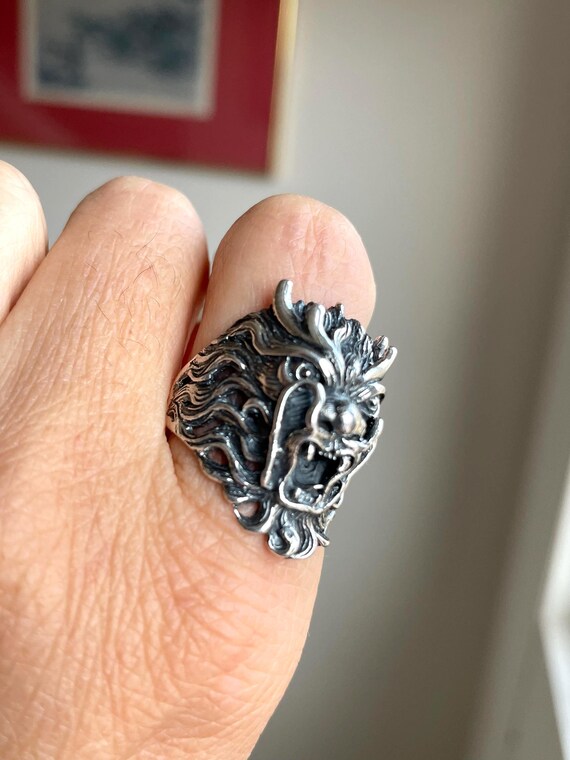 Solid sterling silver Dragon Ring, size 9 - image 4