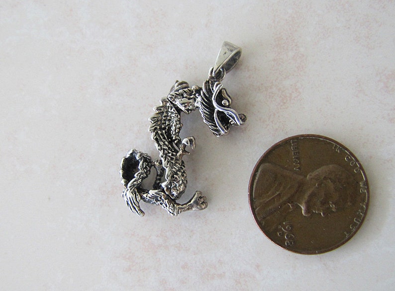 Vintage Dragon Sterling Silver Pendant
