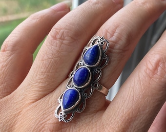 Lapis sterling silver Ring, size 6.75, December birthstone