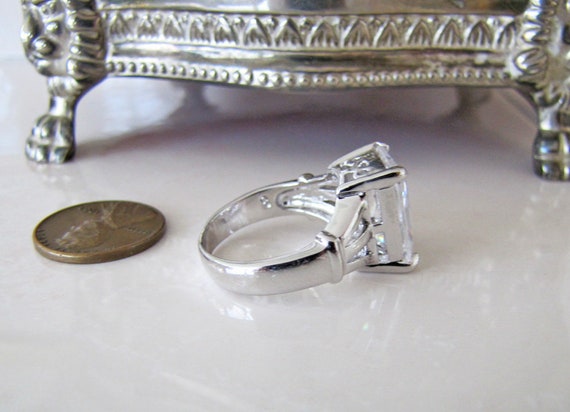 Radiant Cut Solitaire Sterling Silver Ring, size … - image 5