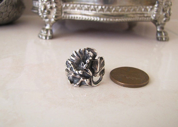 Art Nouveau Era sterling silver Iris ring, size 6 - image 2