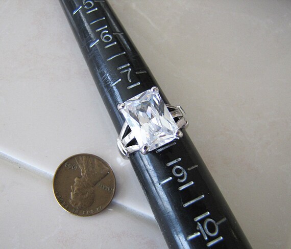 Radiant Cut Solitaire Sterling Silver Ring, size … - image 7