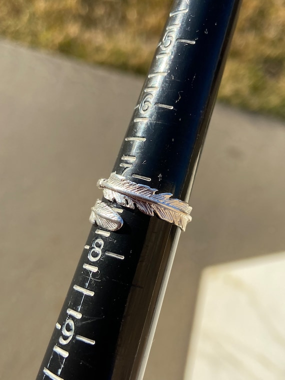 Feather leaf Sterling Silver Ring, adjustable siz… - image 6