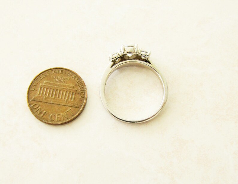 Trio CZ Sterling Silver engagement Ring Size 8 Art deco style