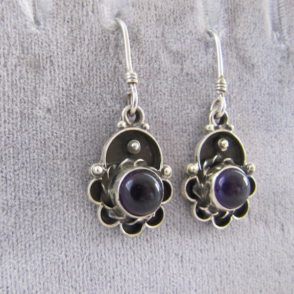 Sterling Silver Amethyst Dangle Earrings, gift for February birthday, Sales