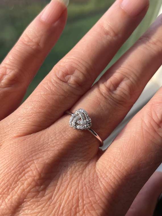 Trinity CZ Sterling Silver Ring, Interlocking fau… - image 1