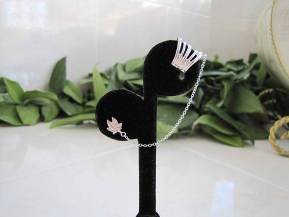 Sterling silver ear cuff chain with Marijuana lea… - image 1