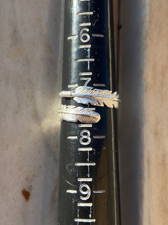 Feather leaf Sterling Silver Ring, adjustable siz… - image 10