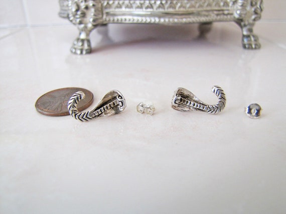Cobra Snake Sterling Silver Stud Earrings - image 3