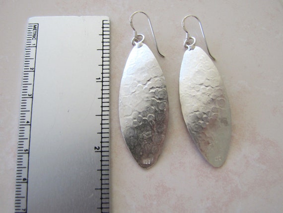 Sterling Silver Hand Etched Earrings, Tribal etch… - image 6