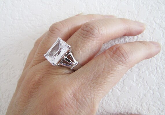 Radiant Cut Solitaire Sterling Silver Ring, size … - image 8