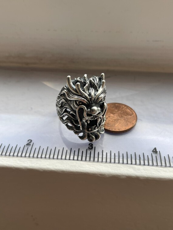 Solid sterling silver Dragon Ring, size 9 - image 6