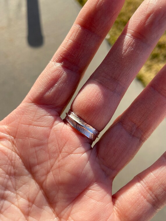 Feather leaf Sterling Silver Ring, adjustable siz… - image 9