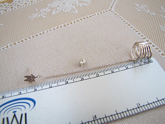 Sterling silver ear cuff chain with Marijuana lea… - image 3