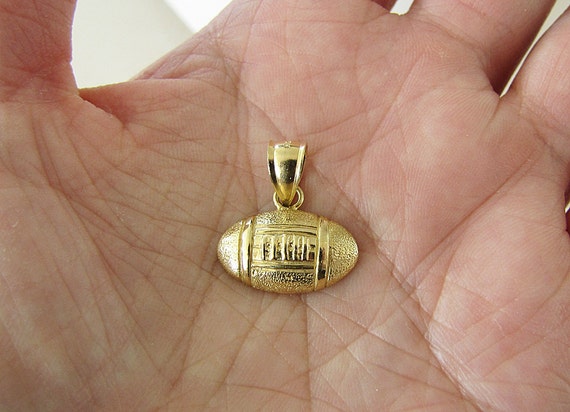 Solid 14K Gold Football Pendant, Charm, gift for f