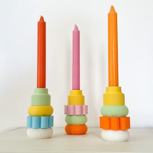 3D Printed Stackable Candle Holder Set: Modern PLA Bioplastic Design