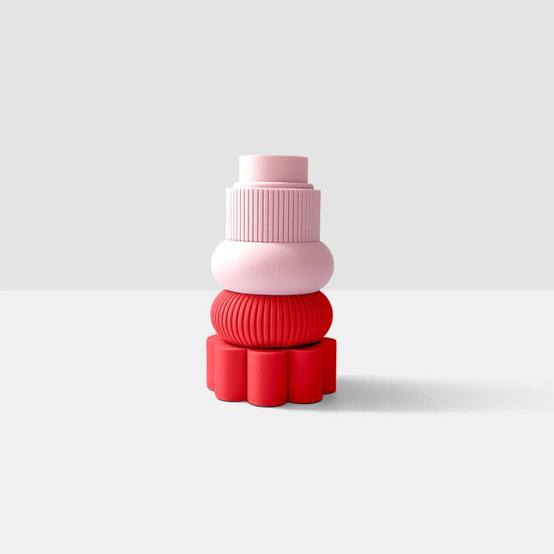 3D Printed Stackable Candle Holder Set: Modern PLA Bioplastic Design image 3