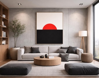 Esclusiva opera d'arte minimalista raffigurante il sole rosso, illustrazione di alto valore per investimento, acquisizione digitale unica nel suo genere (download digitale)