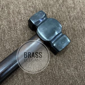 Blacksmith Square Round Hammer Blacksmith Hammer Polished Steel Forged Blacksmith Tool with Dark Wood Handle Farrier Making  Forging Hammer