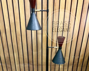 Mid Century Modern Double Cone Floor Lamp | Adjustable Stilnovo Style