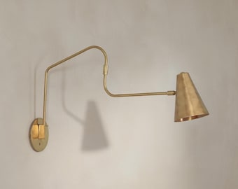 Modern Brass Swing Arm Sconce: Adjustable Reading Light Fixture
