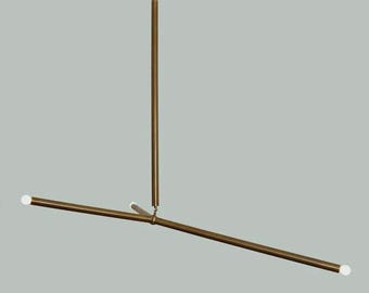 Brass Chandelier: Mid Century Italian Design, Asymmetric Three-Arm Statement Lighting
