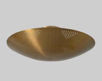 Modern Brass Dome Flush Mount Ceiling Light, Mid Century Perforated Lamp Fixture