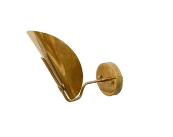 Handmade Brass Wall Sconce: Mid-Century Modern Curved Arc Lamp