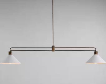 Handmade Brass Double Cone Pendant Light | Mid-Century Modern Chandelier - Italian Stilnovo Luxury Ceiling Light