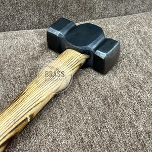 Hand Forged Rounding Hammer Blacksmith Hammer with Burned Wood Handle Viking Medieval Tool, Forging Tool, Blade Smith Hammer