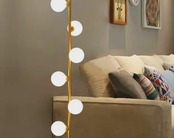 Mid Century Modern Brass Floor Lamp, Adjustable Standing Lamp, Handmade Reading Light, Living Room Floor Light, Bedroom Corner Lamp