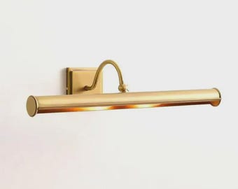 Handmade Brushed Brass Picture Light, Curved Wall Sconce, Museum Art Lighting Fixture