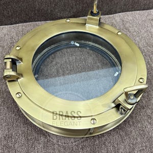 Brass Porthole Window Nautical Wall Decor Mirror Steampunk Ship Window Replica Vintage Maritime Brass Frame Handmade Wall Decor Porthole