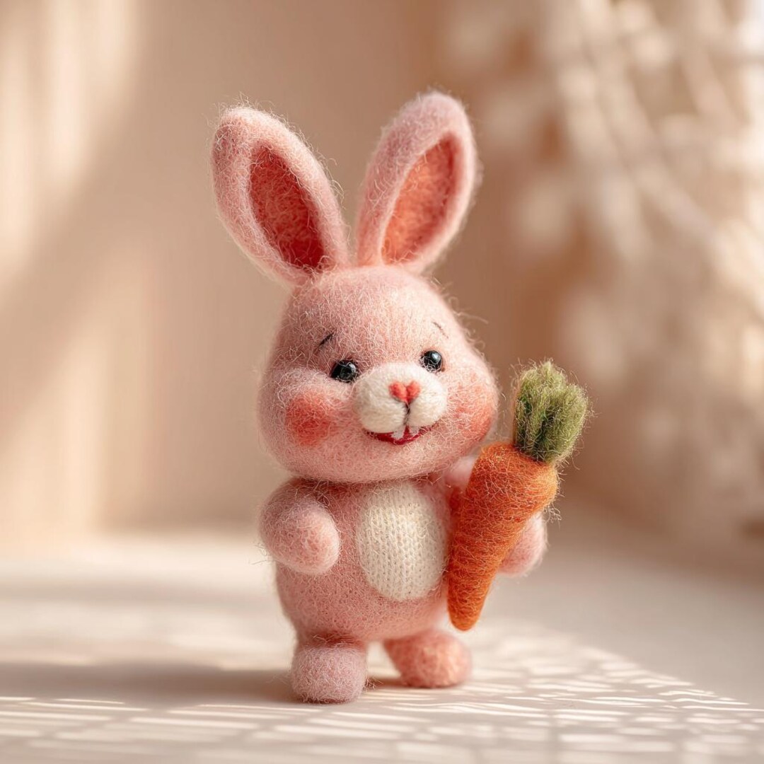 Handmade Felt Easter Bunny With Carrot, Bunny Gifts for Kids, Spring ...
