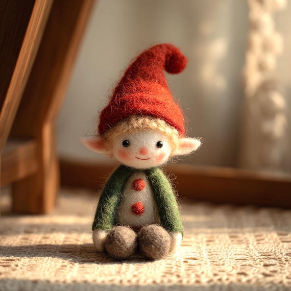 Handmade Wool Felt Christmas Elf Ornaments, Personalized Christmas Decor Gift for Kids