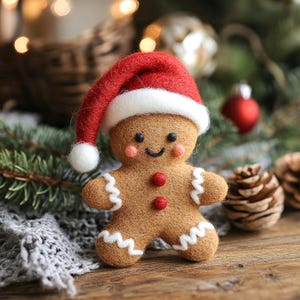 Handmade Felt Gingerbread Man, Christmas Decor, Christmas Tree Hanging Ornaments, Gift for Kids