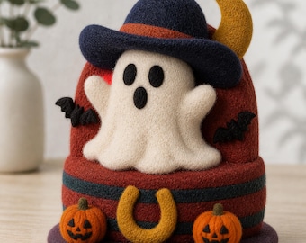 Halloween Felt Ghost Decor, Spooky Pumpkin Figurine, Halloween Gift for Kids
