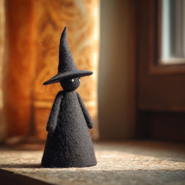 Personalized Wool Felt Witch Ornament: Handmade Halloween Decor