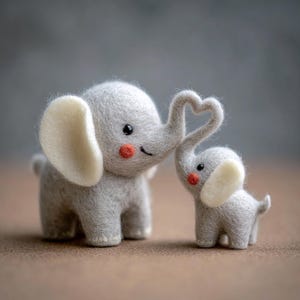 Nadel gefilzte Tierfigurine, handgemachte Wollmutter-Baby-Umarmung, Bauernhaus-Kinderzimmer-Dekor