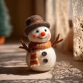 Felt Christmas Snowman Ornament, Handmade Felted Christmas Decor, Adorable Gift for Kids
