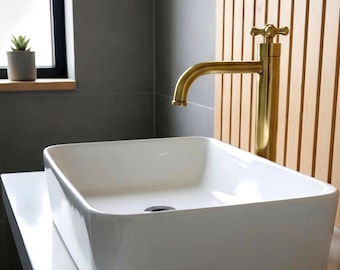 Unlacquered Brass Single Handle L-Shape Vanity Faucet