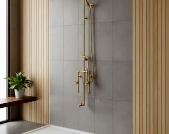Handcrafted Solid Brass Rainfall Shower System, Rustic Outdoor Shower Fixture for Garden & Pool